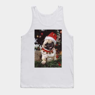 Christmas Holiday Santa Pug Dog Tank Top